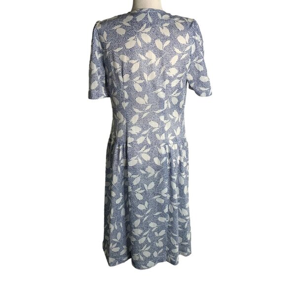 Vintage 80s D'Allairds Button Front Dress 10 Floral Short Sleeve Wrap Midi - Picture 4 of 6